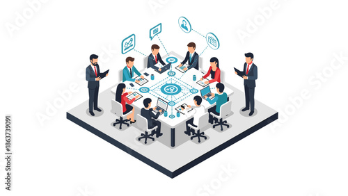 Innovative team collaboration meeting in modern office setting