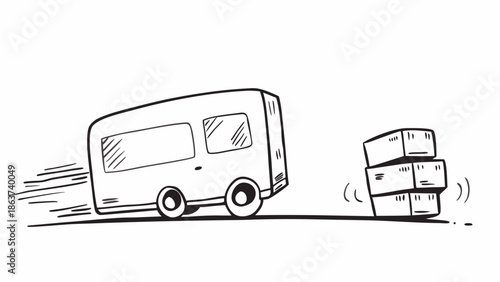 Speedy delivery van transporting packages quickly