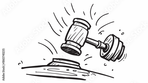 Judge gavel smashing down in dynamic motion with sound effect