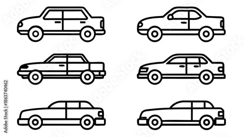 Six different cars in various styles and designs