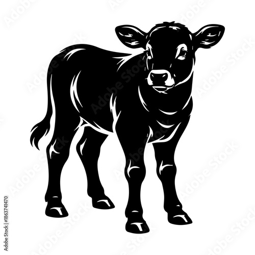 Calf silhouette illustration young farm animal