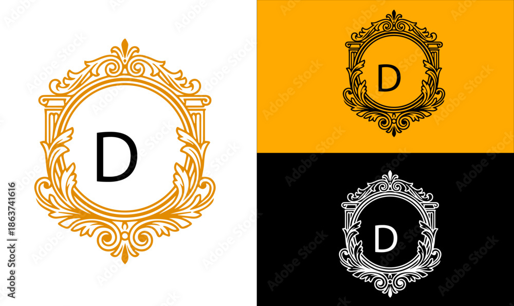 Naklejka premium anniversary gold label with D latter Logo