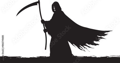 Halloween witch silhouette flying with broom vector illustration