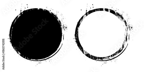 Grunge paint circle vector set. Abstract story highlight cover icons. Grunge round frames for social media stories.