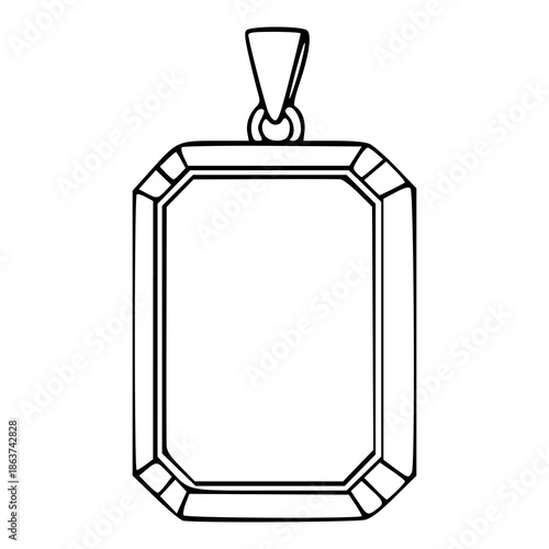 elegant emerald cut pendant frame outline