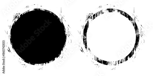 Grunge paint circle vector set. Abstract story highlight cover icons. Grunge round frames for social media stories.