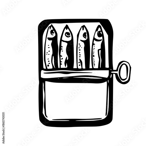 retro fish in a tin box sketch