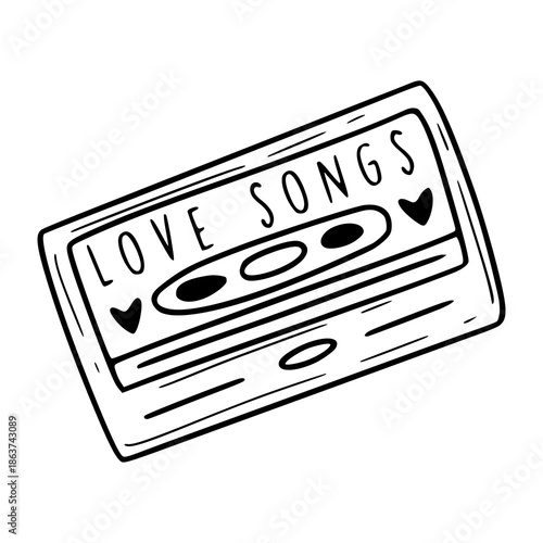 love songs cassette tape line art