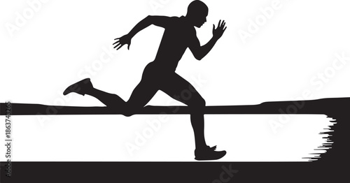 Silhouette of a woman running and dancing vector illustration