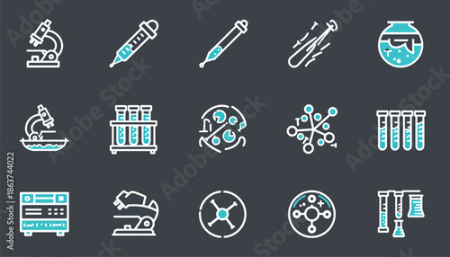 Medical Science Icon Set Laboratory Tools - Vector Illustration