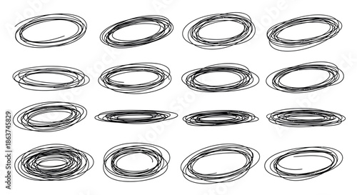 Hand-drawn scribbled oval shapes