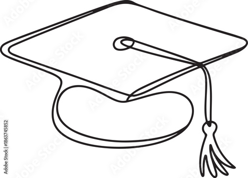 hand drawn line art vector illustration of graduation hat, graduation.one line vector illustration with out background