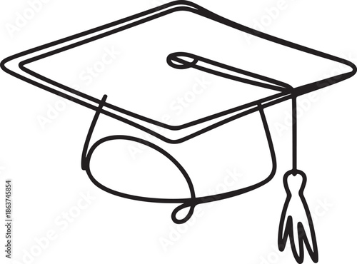 hand drawn line art vector illustration of graduation hat, graduation.one line vector illustration with out background