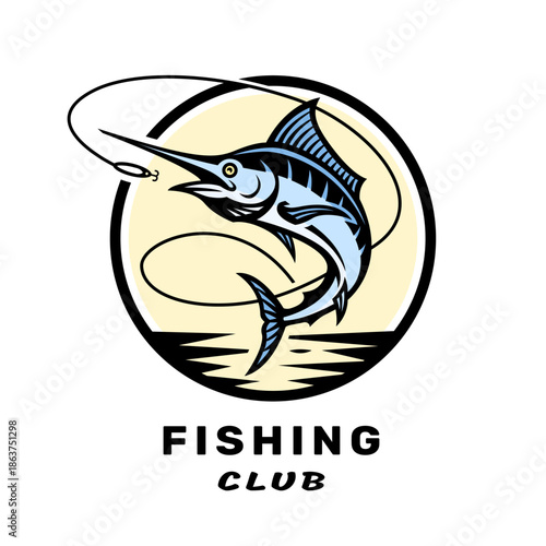 Fishing club logo with an image of marlin