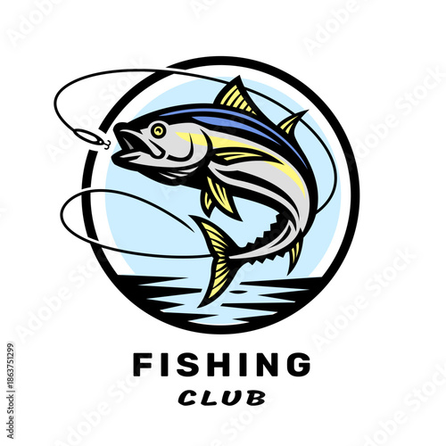 Fishing club logo with an image of a tuna