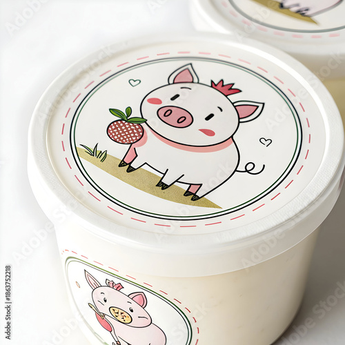 an empty label with a pig