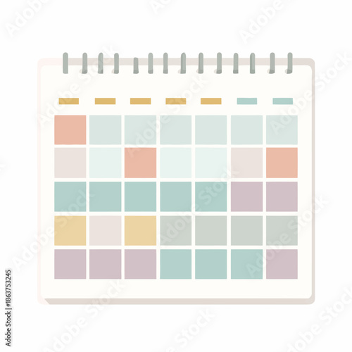 Colorful Calendar with Pastel Colored Blocks.