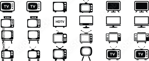 Collection of black and white television set HDTV vintage