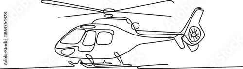 Continuous line art drawing of helicopter air transportation.one line vector illustration with out background
