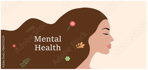 Mental healt, positive thinking, mindfulness, happiness concept. vector illustrations	
