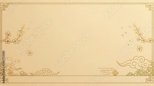 Elegant beige asian inspired background design with floral elements