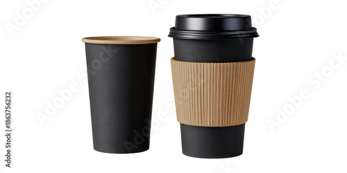 Wallpaper Mural Two paper coffee cups black and brown isolated on transparent background Torontodigital.ca