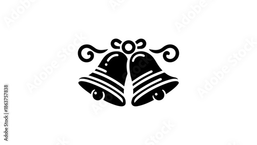 bell icon, christmas bell, bells, Christmas Jingle Bell Decoration with Holly Leaf and Seeds Black and White Silhouette Design, Bell Notification SVG Files | Alarm Bell SVG Cut Files | Bell Icon Vecto