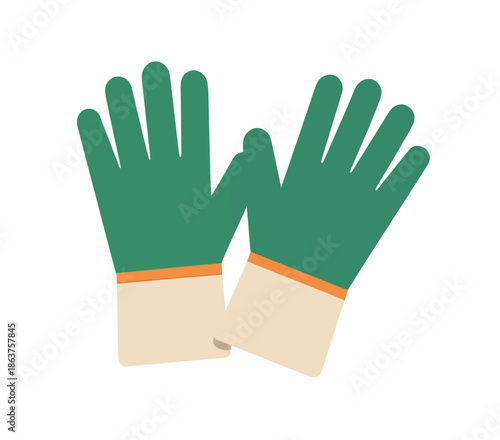 Green Gardening Gloves Illustration.