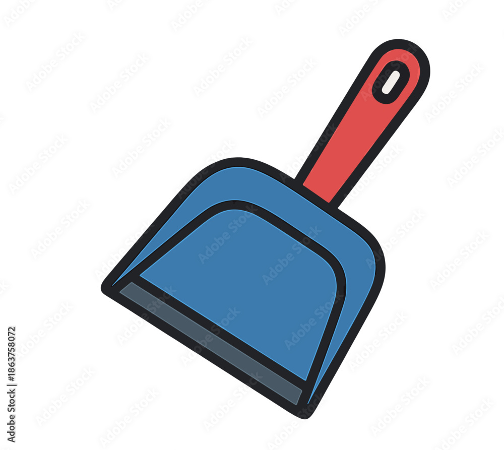 Obraz premium Blue Dustpan with Red Handle.