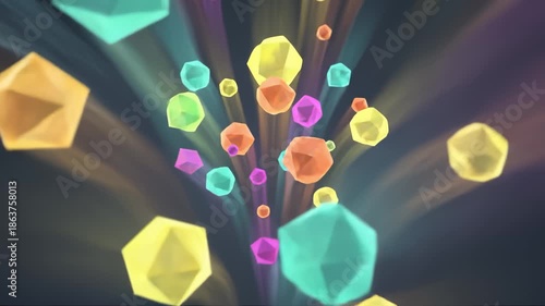 Abstract Shapes Emanate From Vase in Colorful 3d Motion Graphics
