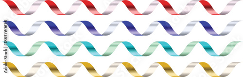 Colorful ribbons arranged in wavy lines showcasing gradient color transitions
