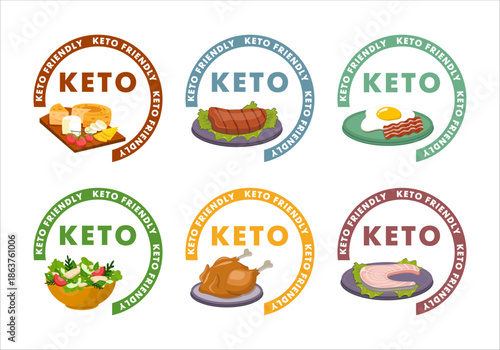 Keto friendly food icons. Keto diet 
