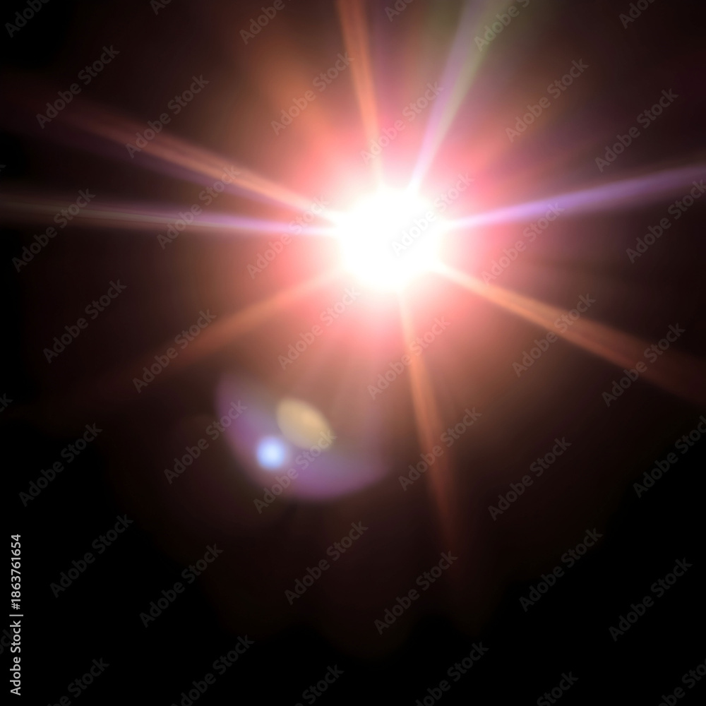 Obraz premium Authentic anamorphic lens flare with ring ghost effect