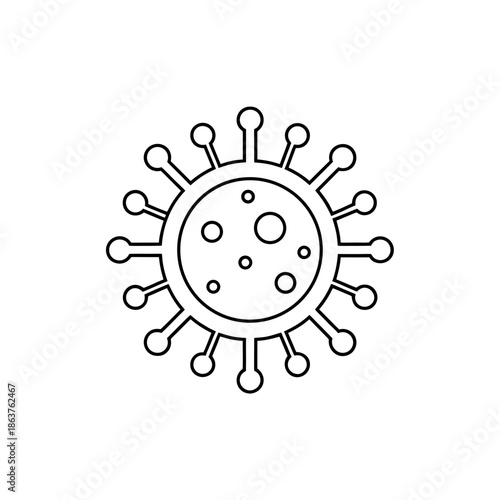 Black silhouette of a virus on transparent background silhouette icon illustration graphic design element symbol medical health microbiology biology science viral infection disease pandemic outbreak