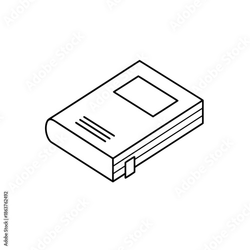Silhouette of a book with a square on the cover on transparent background silhouette monochrome illustration line art simple icon outline black and white minimalist