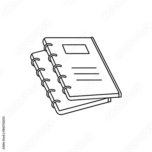Spiral bound notebook silhouette on transparent background book note paper stationery binder ring binding page document education office school black line icon simple minimal flat