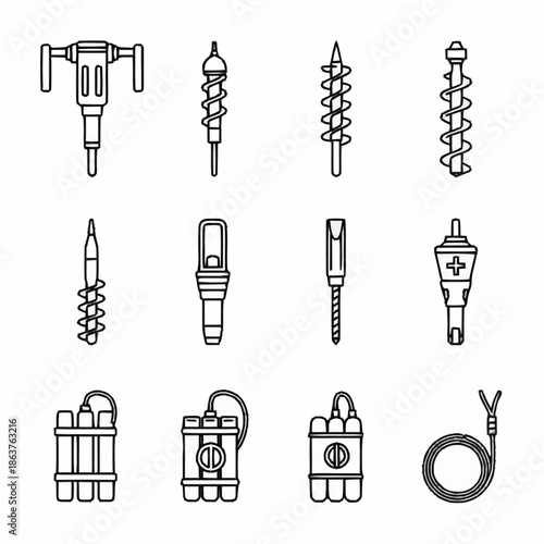 Collection of Construction and Demolition Tools Icons.
