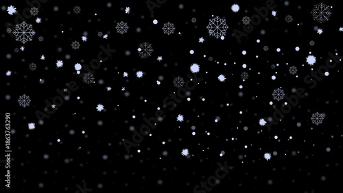 Snowflakes falling on dark background