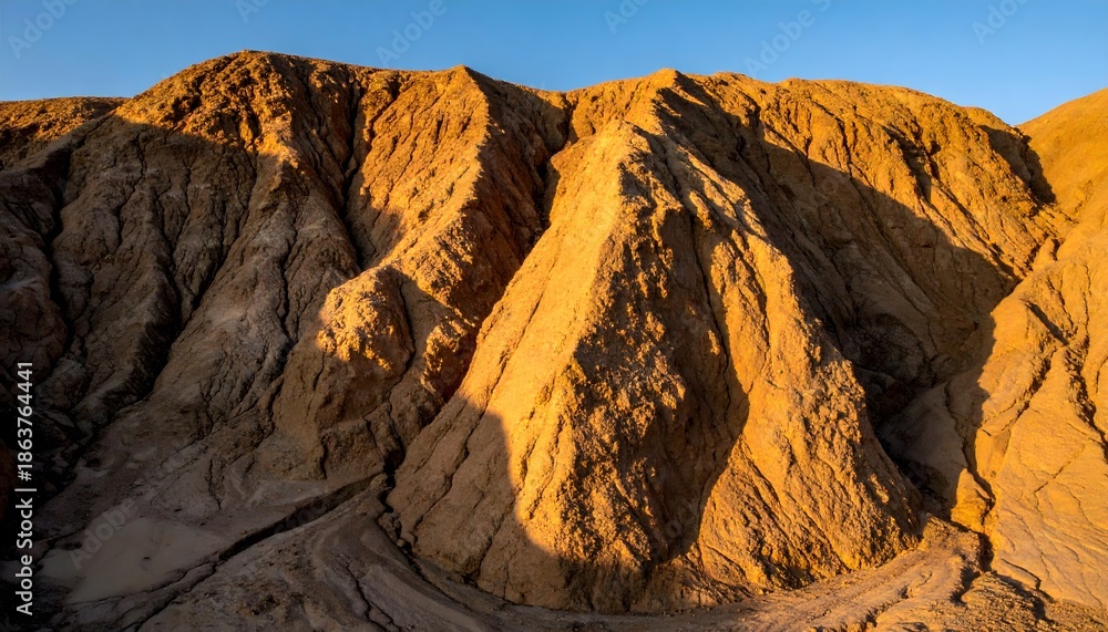 Obraz premium Rugged rock formations illuminated by sunlight