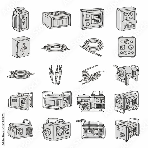Collection of Electrical Equipment and Generators.
