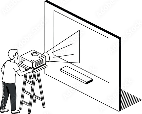 black and white projector projecting on screen clip art preview