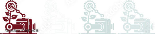 Industrial Plant Growth Machine with Gear and Leaves
