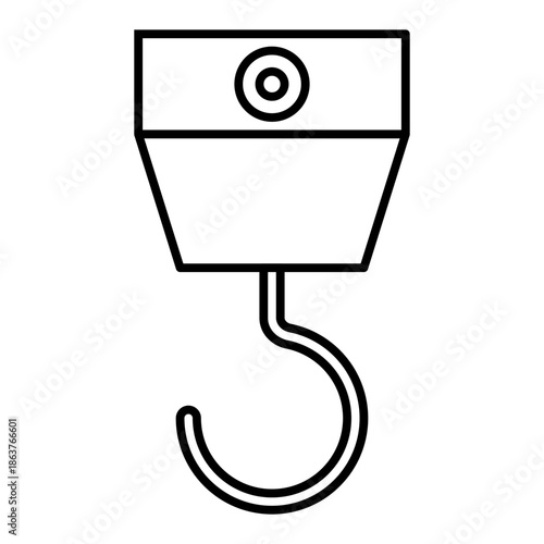 crane hook line icon with editable stroke
