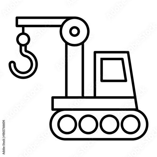 crawler crane line icon with editable stroke
