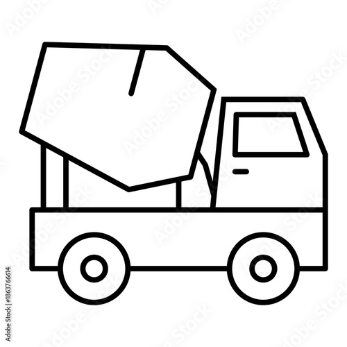 concrete mixer truck line icon with editable stroke
