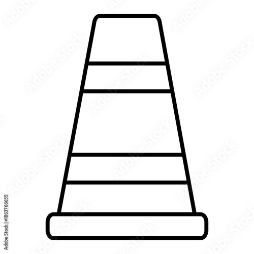 road cone line icon with editable stroke