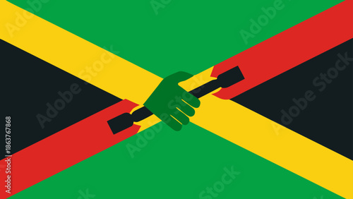 Colorful Vector Illustration of Hands Shaking on a Minimalist Background