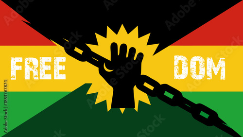 Free Dom Vector Illustration with Hand Breaking Chain Background design