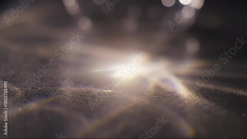 Abstract Light Rays Dance and Reflect Across Textured Dark Surface