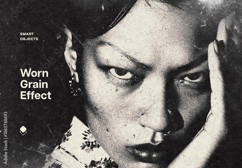 Worn Grain Photo Effect Mockup